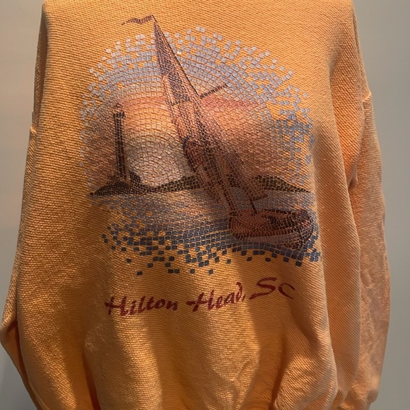 Orange Waffle Weave Type Hilton Head Pullover. Vtg. Y2K - Picture 2 of 6